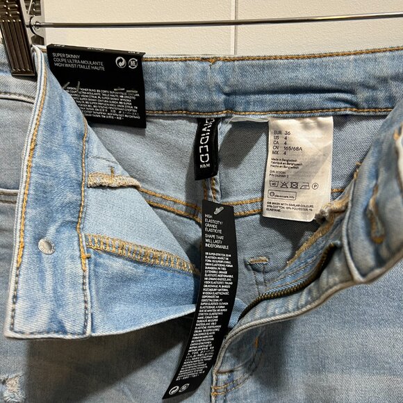 H&M Women's Skinny Stretch High Waist Ripped Jeans - Picture 5 of 5